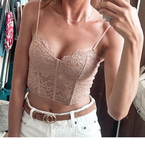 NWT Zara Lace Corset Bustier Crop Top - Picture 4 of 11